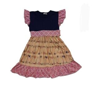 Boutique Girls Mixed Print Arrow Dress 4T
